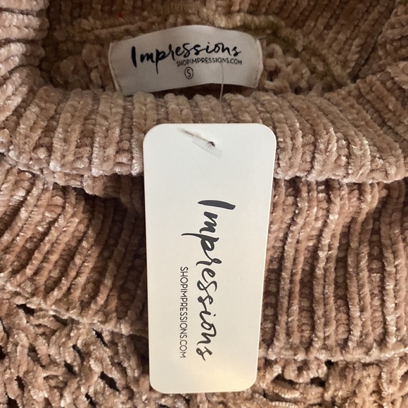 Impressions Cowl Neck Knit Sweater-Tan-Women’s Sz Small-NWT - Picture 9 of 11